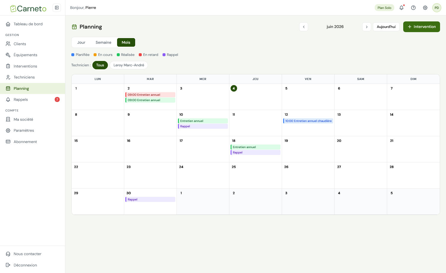 Planning Carnetis